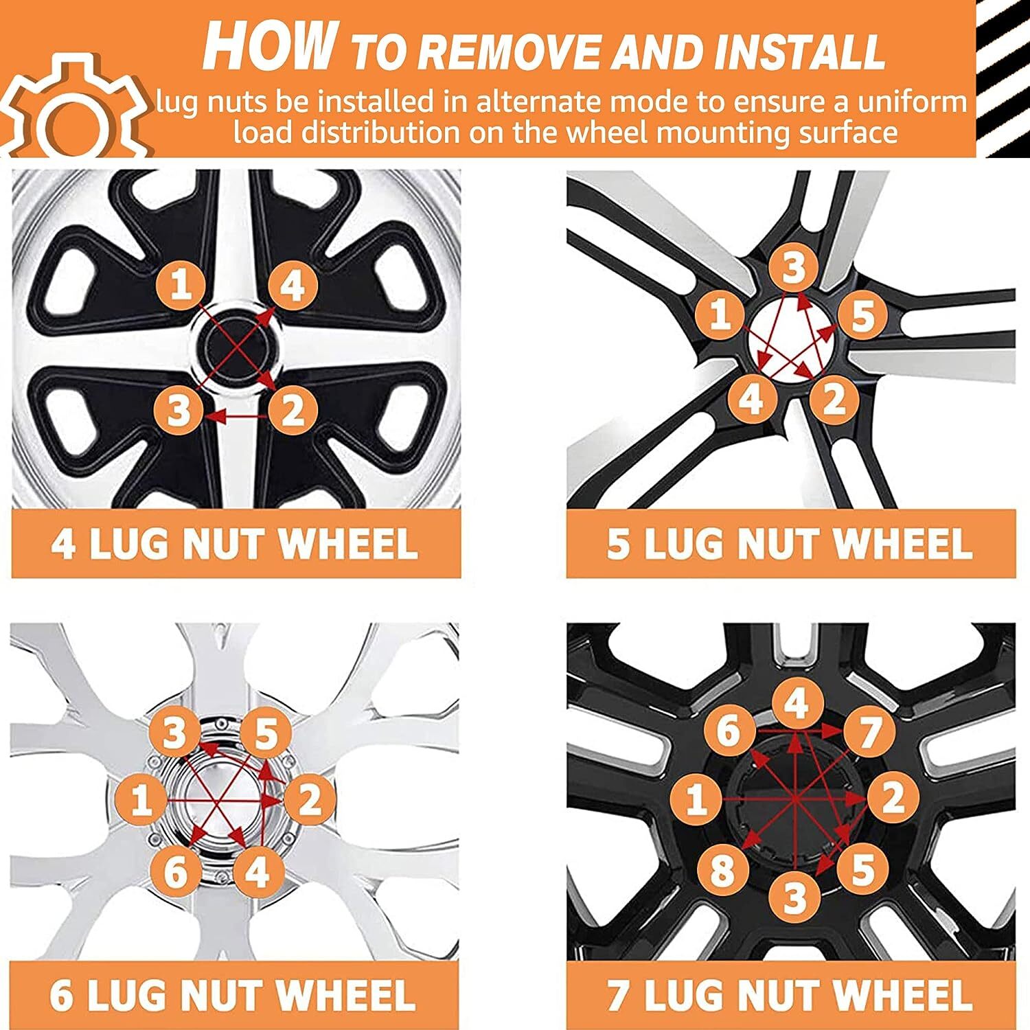 24 PCS Spike Lug Nuts 14x1.5 For Chevy Silverado Tahoe 4.4" Tall with Key