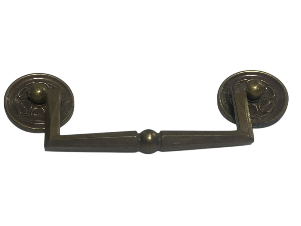 SOLID BRASS VINTAGE MCM SQUARE HANDLE DRAWER BAIL DROP PULL SWING HANDLE