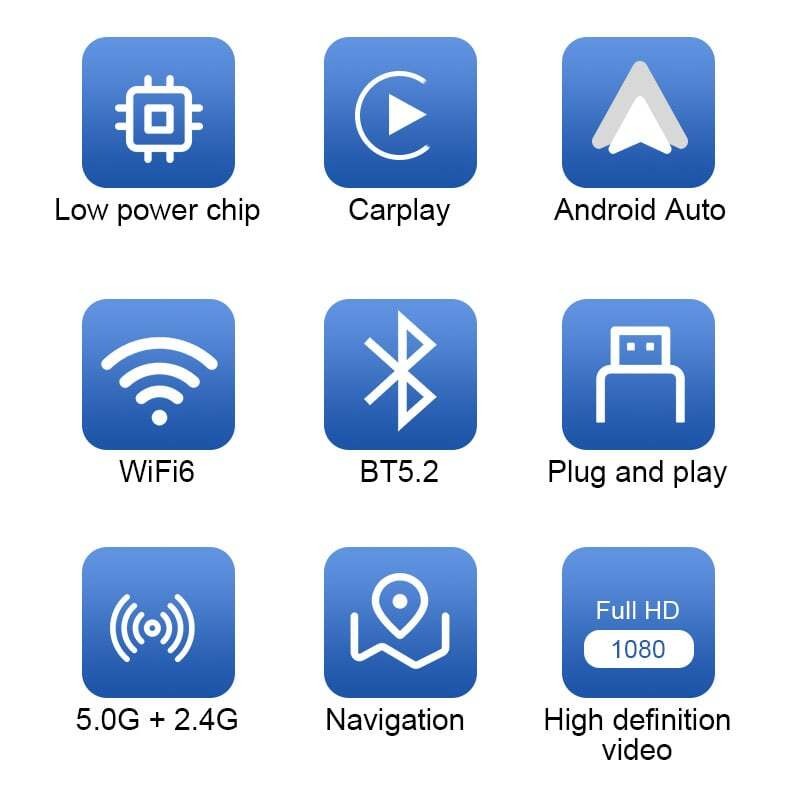 2-in-1 Wireless CarPlay Adapter&Android Auto Wireless Adapter, Plug&Play