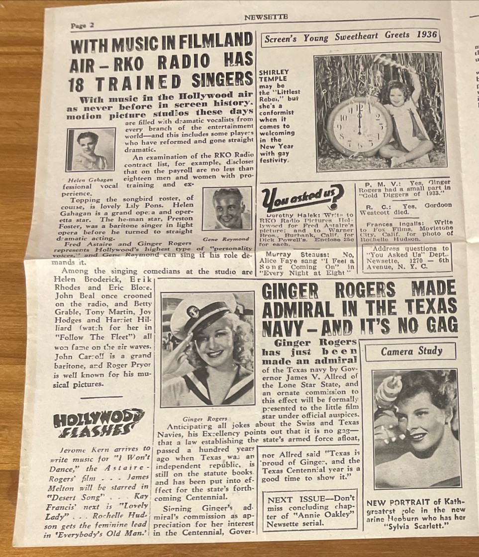 Everything Goes Original RKO Newsette Theater Will Rogers NY Prettiest Girls 36’