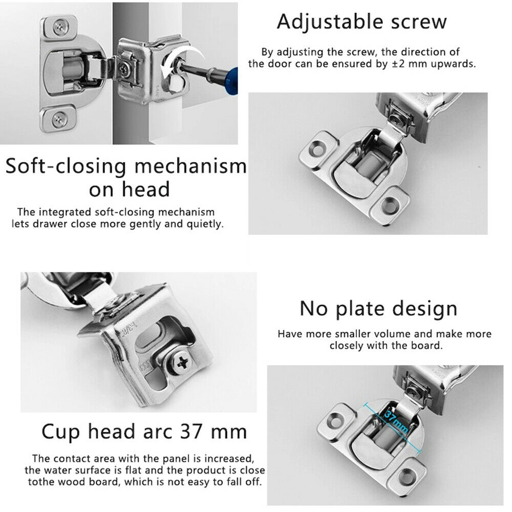 5 Pack 1/2" Overlay Soft Close Face Frame 105° Compact Cabinet Hinge Handware US