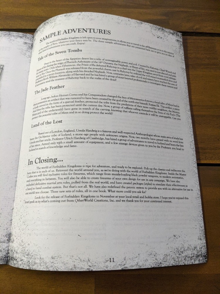 Forbidden Kingdoms Introductory Kit RPG Booklet
