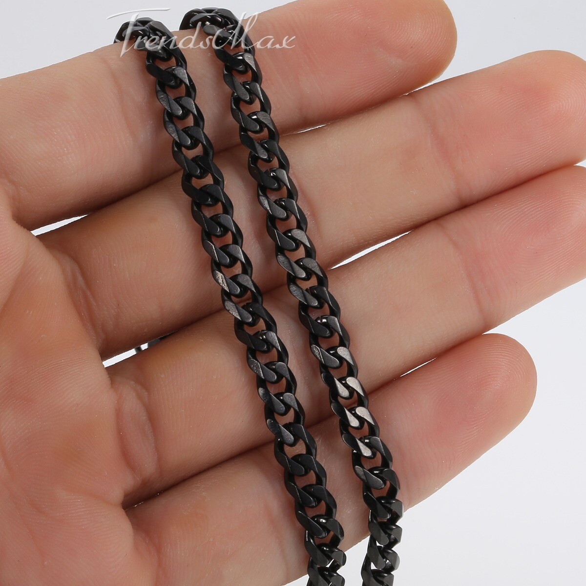 3/5/7/9/11mm Cuban Curb Mens Necklace Black Stainless Steel Link Chain 18"-30"