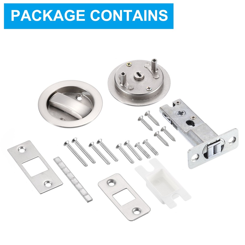 Round Recessed Door Lock with Color Coded Indicators 2 3/8" Backset Silver