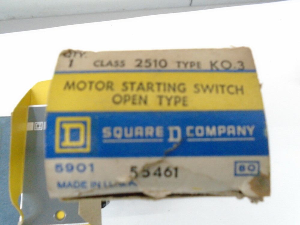 Square D COMPANY CLASS 2510 TYPE KO-3 MOTOR STARTING SWITCH OPEN TYPE W-KEY