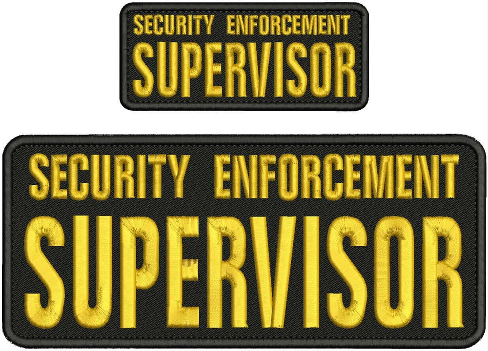 SECURITY E S  EMBROIDERY PATCH 4X10 AND 2X5 HOOK ON BACK gold on black
