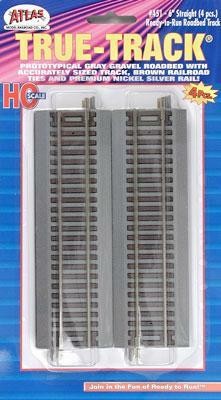 Atlas 451 HO True-Track Code 83 Track & Roadbed System Straight