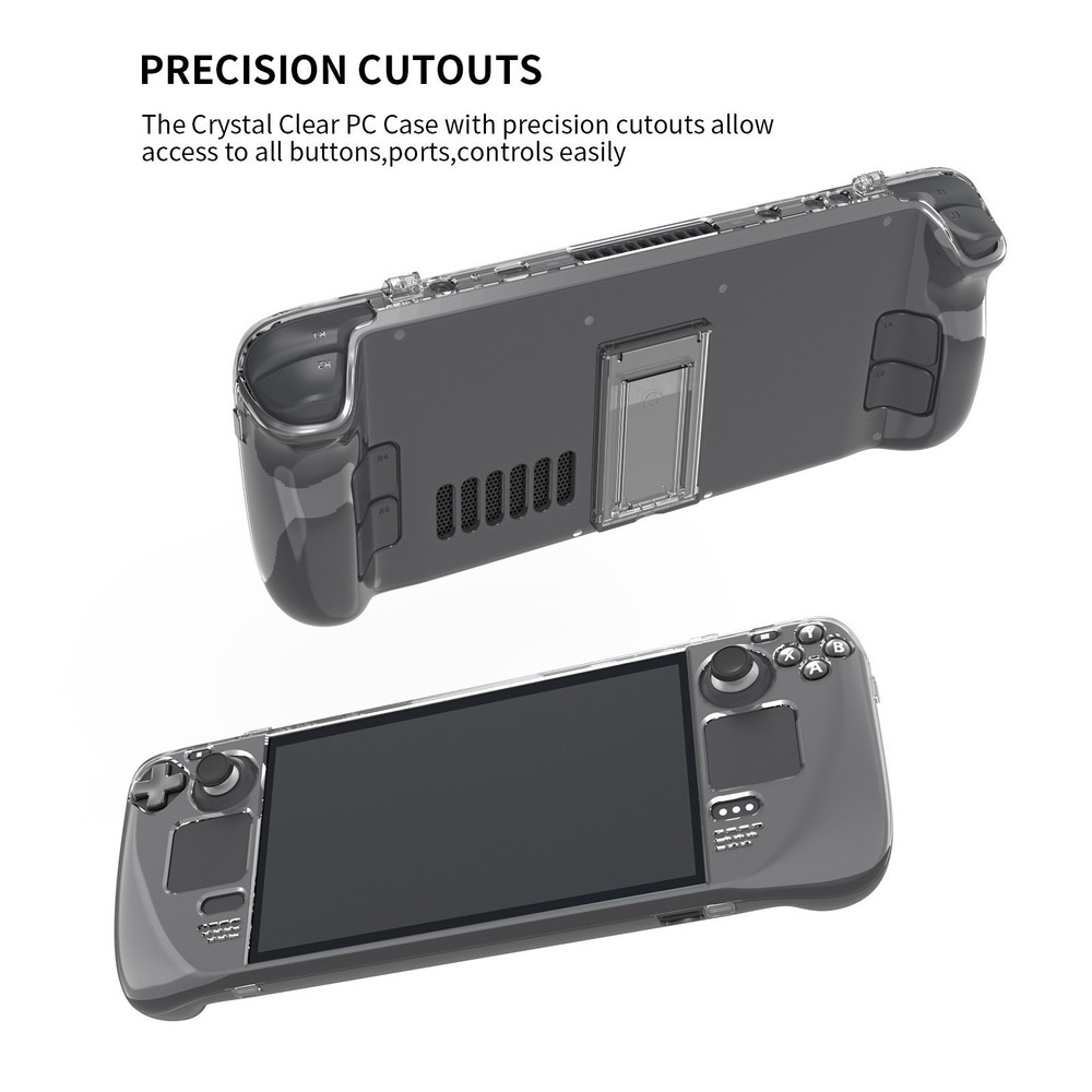2 in 1 Crystal Clear Protective Back Case Shell for Steam Deck Game Console