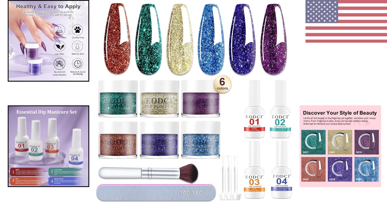 12-Pc Dip Powder Nail Kit – Safe, Odor-Free & Easy Application for Women