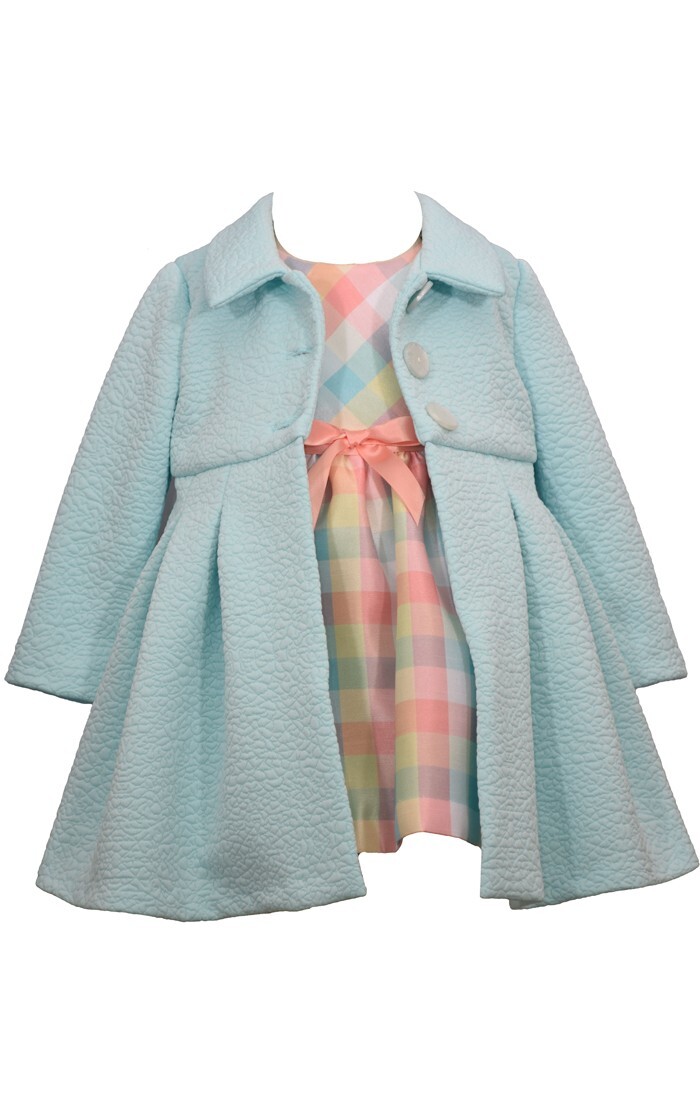 Bonnie Jean Baby Girls  Sleeveless Plaid Taffeta Easter Coat Dress 2 Piece Set