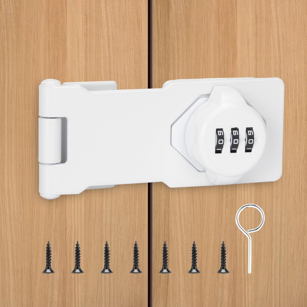 Keyless Cabinet Lock with Combination Code - 3-Digit Password Hasp Latch Lock...