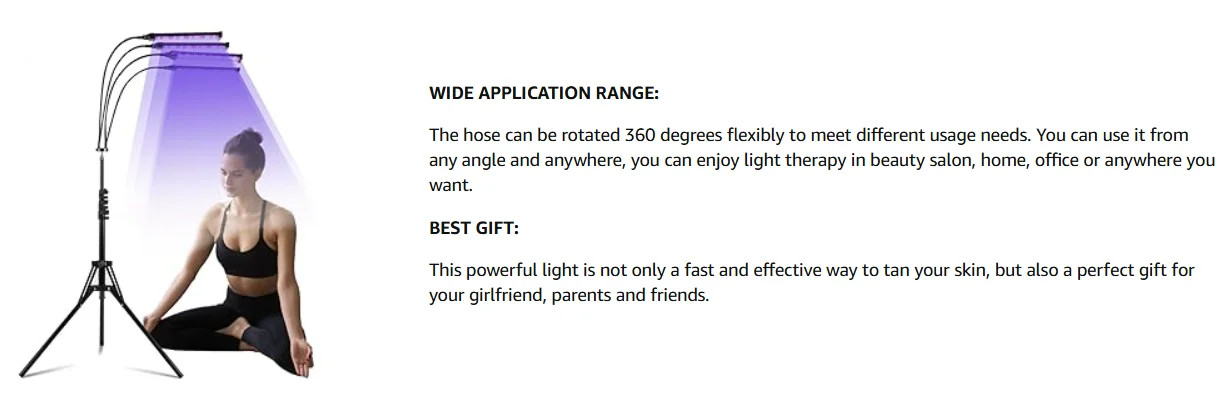 360° UV Tanning Lamp Blue Light Solarium Lamp Bronze Body Facial Tanning 432 LED