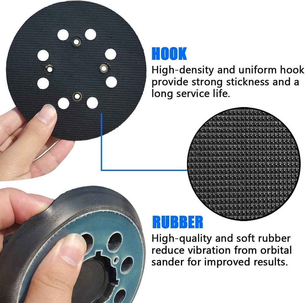 2 Pack 5 Inch 8 Hole Hook and Loop Replacement Sanding Backing Pad Sander Pad fo