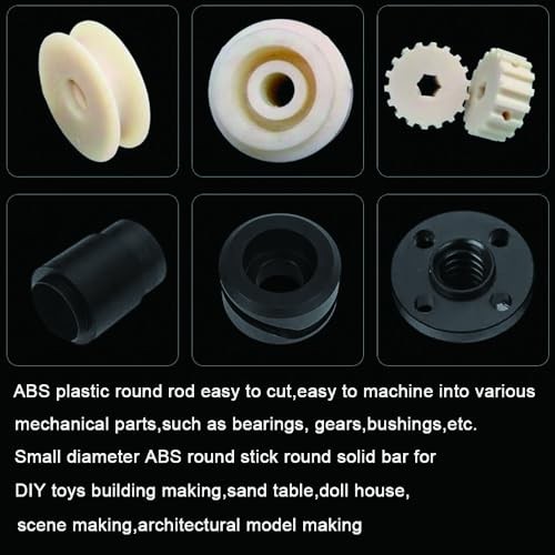 Pcs ABS Plastic Rods 2"x2",ABS Round Stick Round Solid Bar for 2"x12" 1 Black