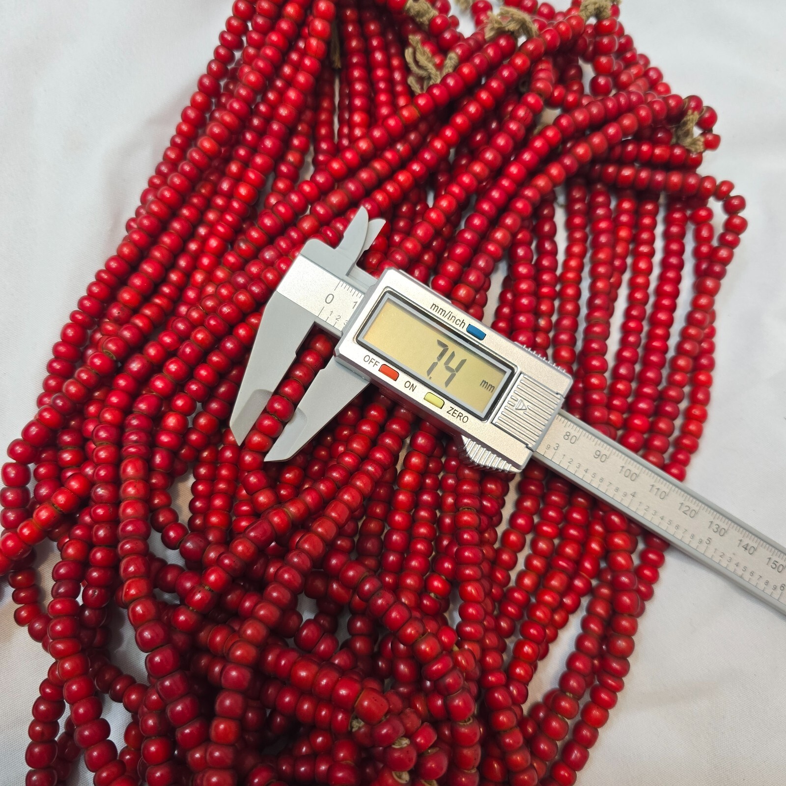 7-8mm Antique Venetian White Heart Trade Beads Long Strand