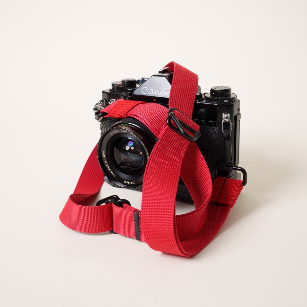 Dual Adjustable Red Camera Strap w/ D-Mount Hooks Handmade Custom