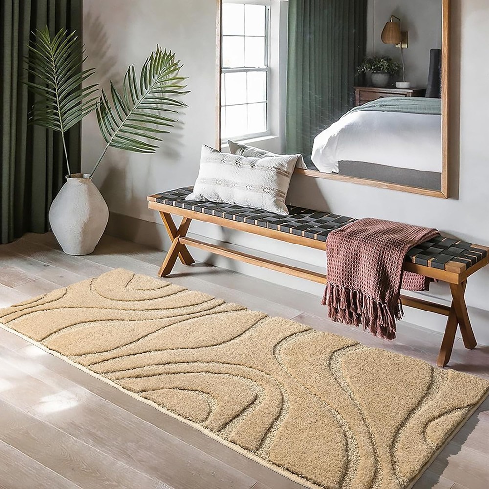 DEXDE Bathroom Rugs Runner 24 x 60 2' x 5' (Rectangular), Beige
