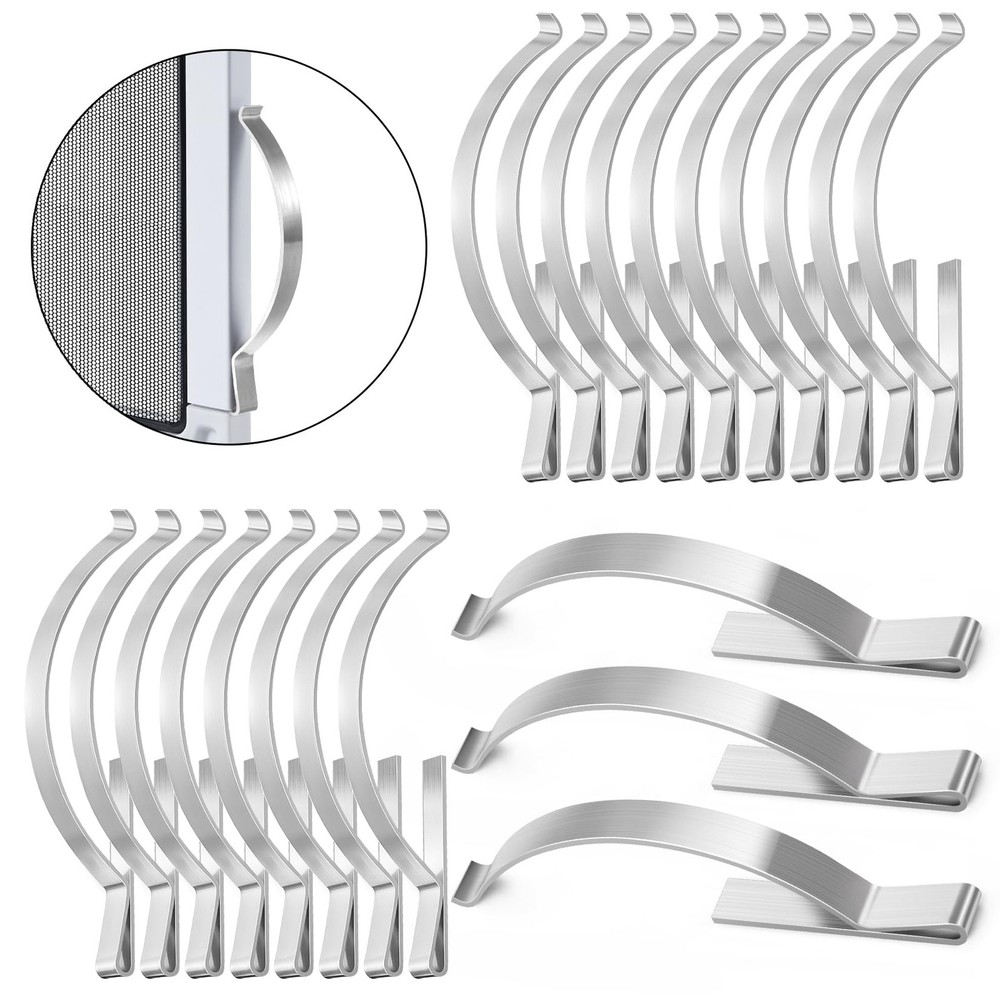 30Pcs Flat Corner Mount Window Screen Clips,Tension Window Spring Stainless Stee