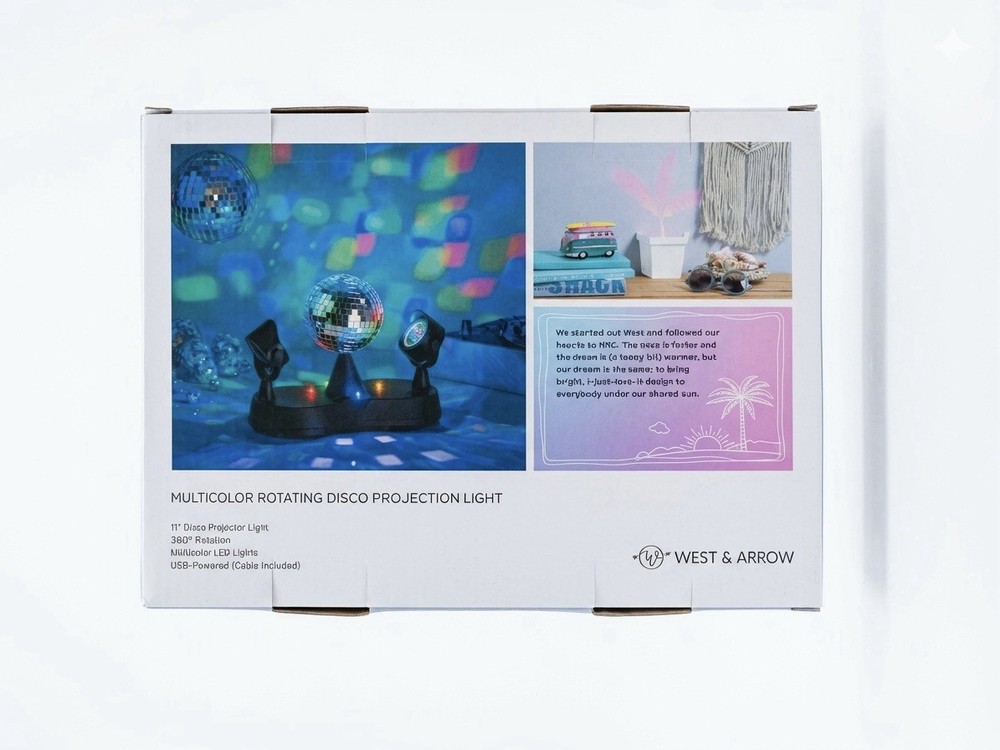 West & Arrow Rotating Multicolor LED Mirror Ball USB-Powered