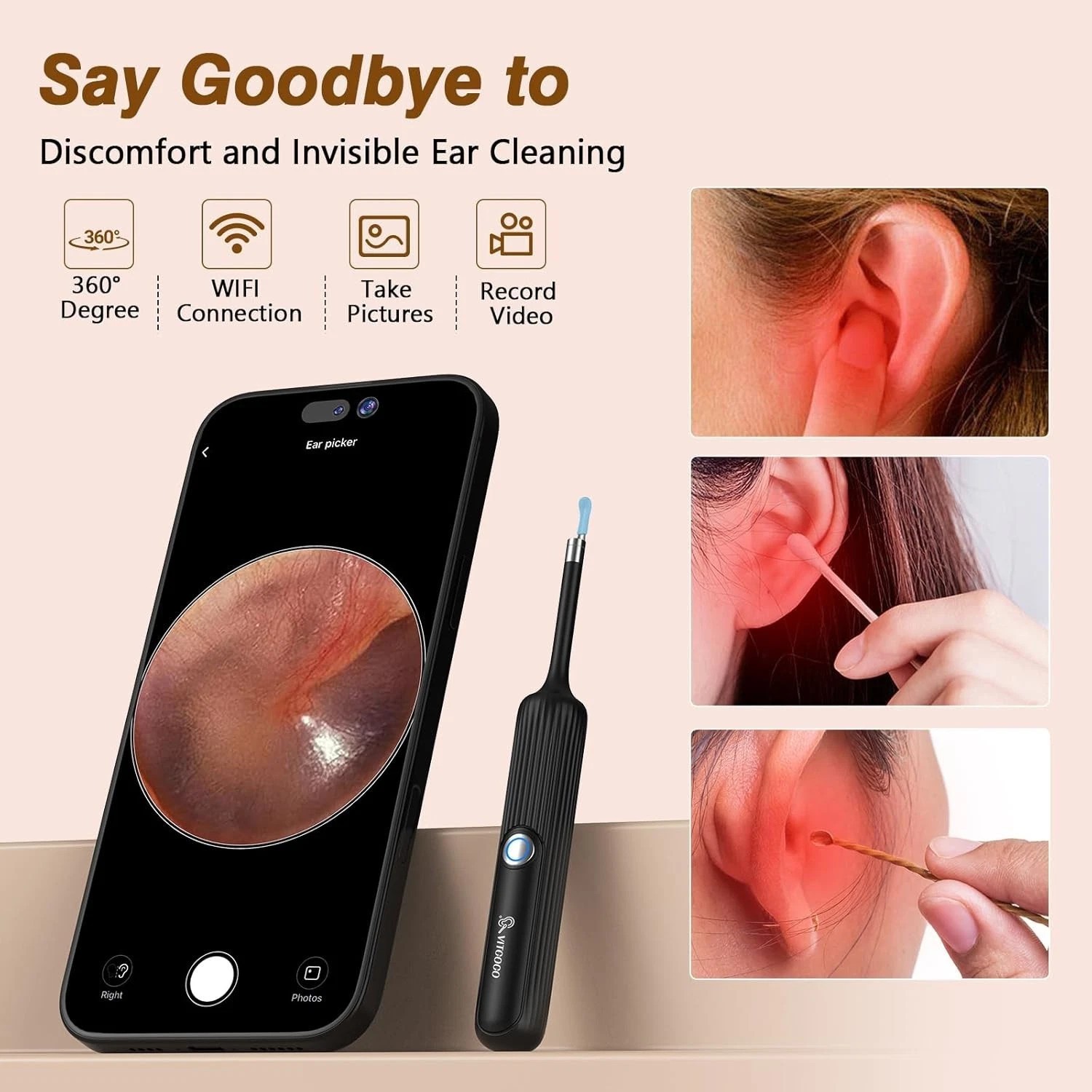 Ear Wax Removal Tool Kit With 1080P HD Otoscope Ear Wax Cleaner for Adults Kids