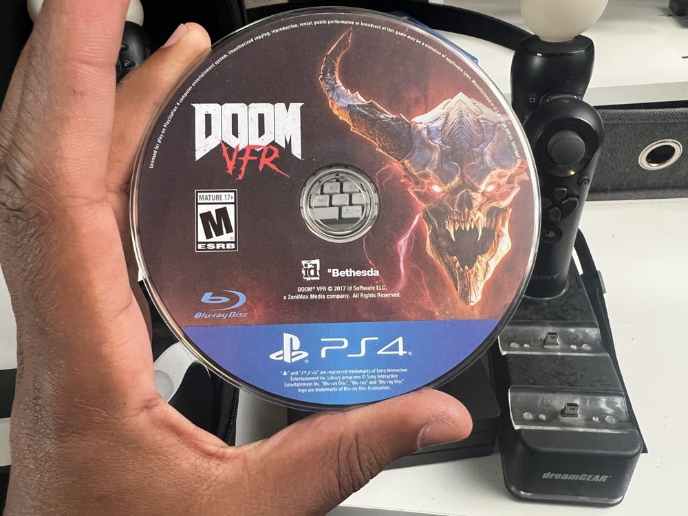 PlayStation VR PSVR Bundle w/ Move Controllers Doom VR Games Tested
