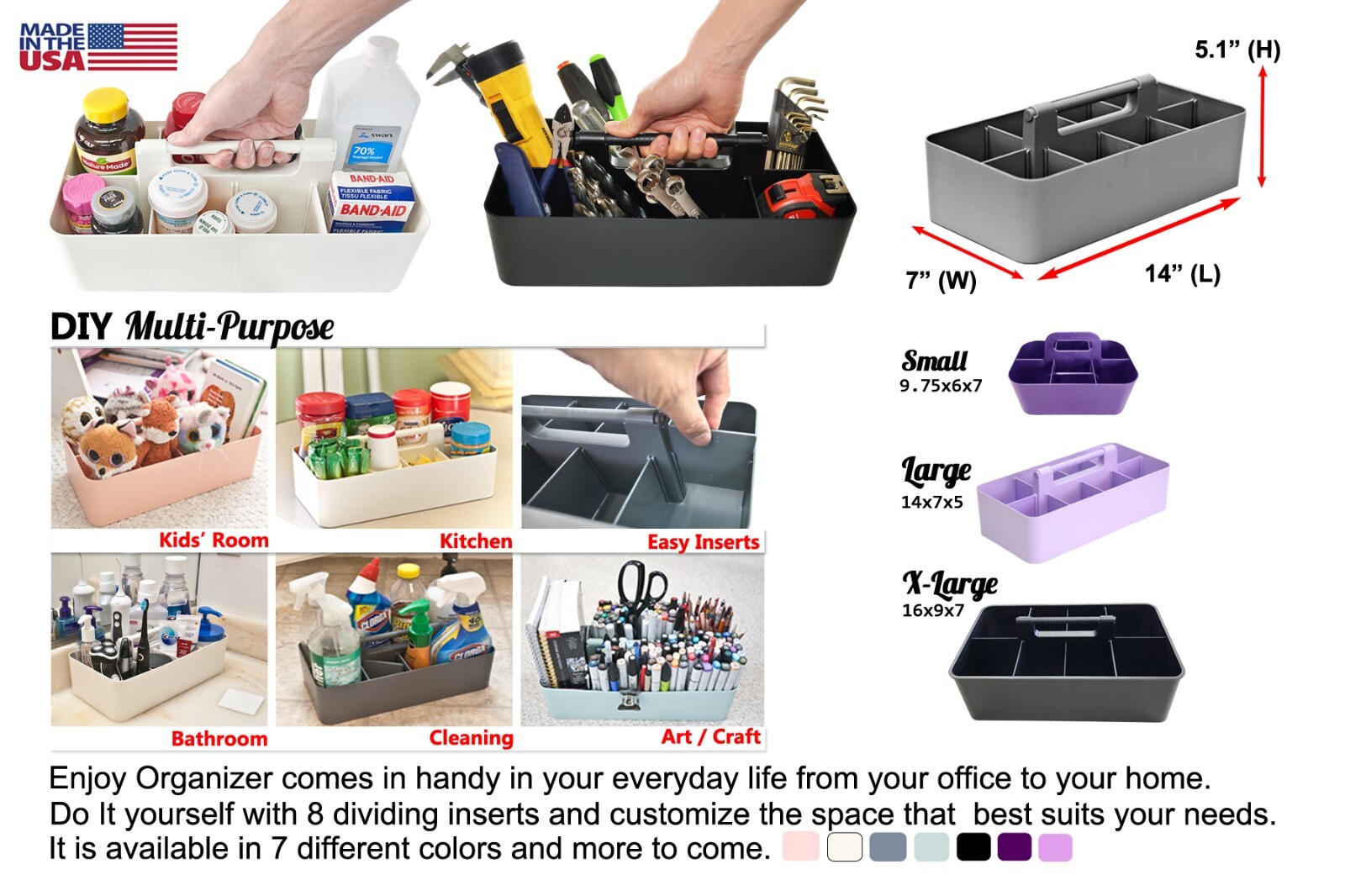 Enjoy Organizer - Plastic Storage Caddy Organizer | Multipurpose, Portable