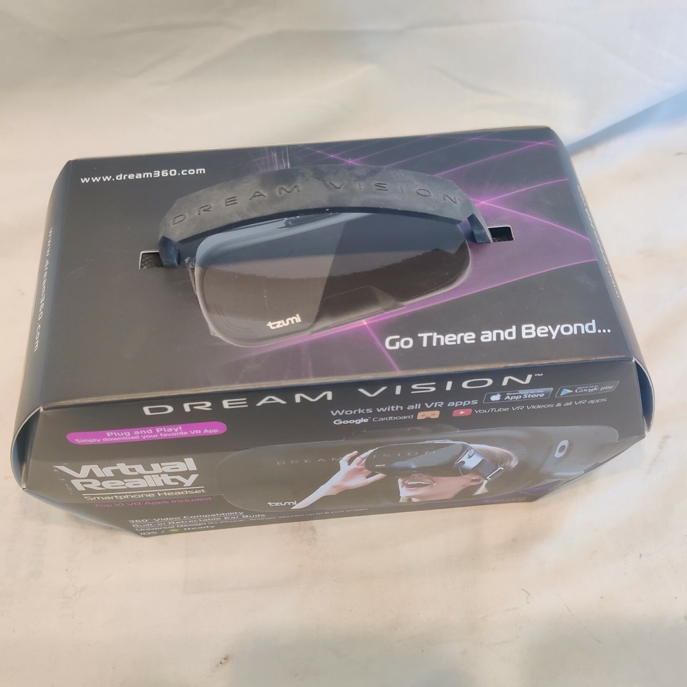 Dream Vision VR Virtual Reality 360 Smartphone Headset Earbuds iOS Android Black