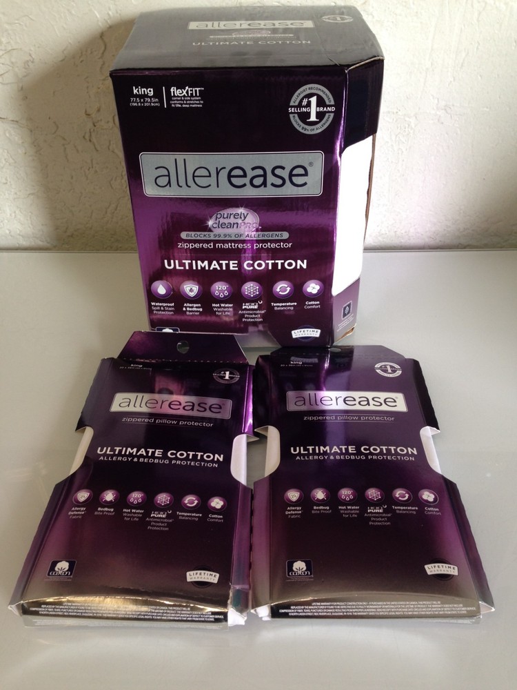 Allerease Ultimate Cotton Zippered Mattress & Pillow Protector, King White