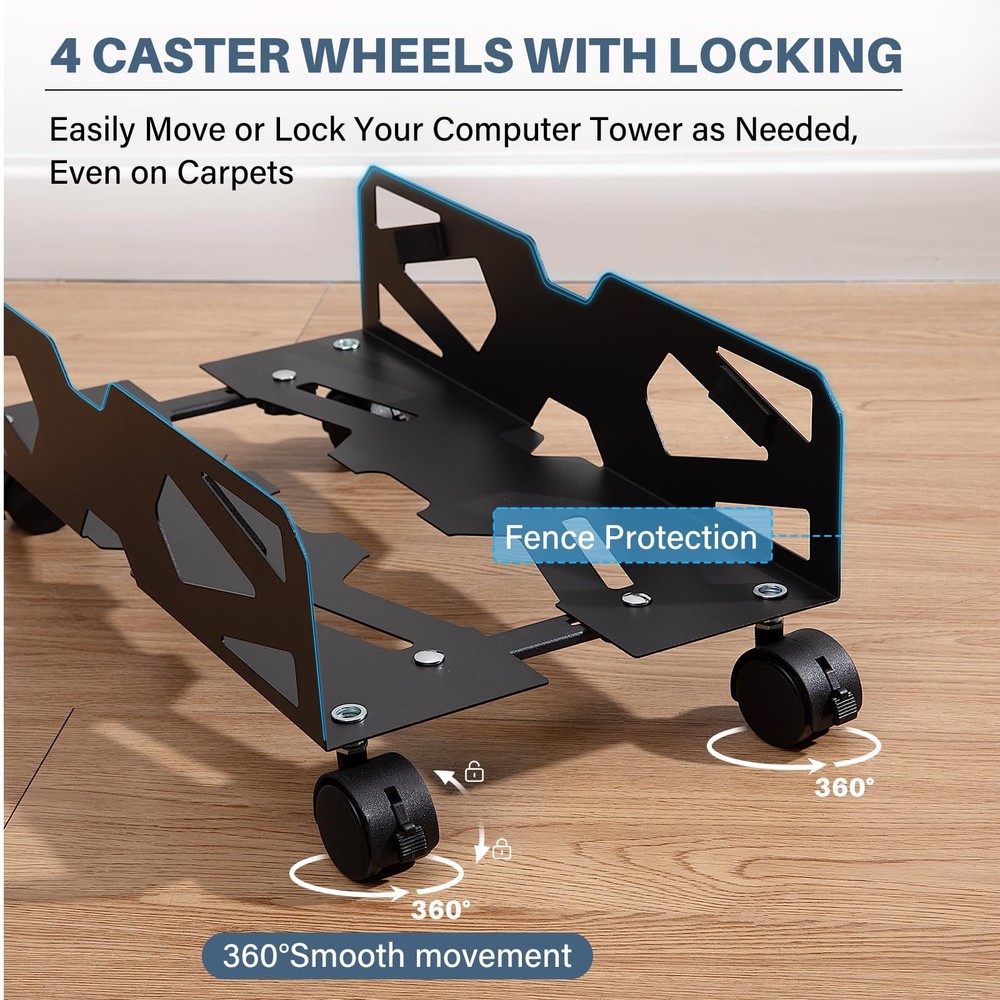 Hovadova Adjustable Computer Tower Stand, Ventilated PC Large, Black