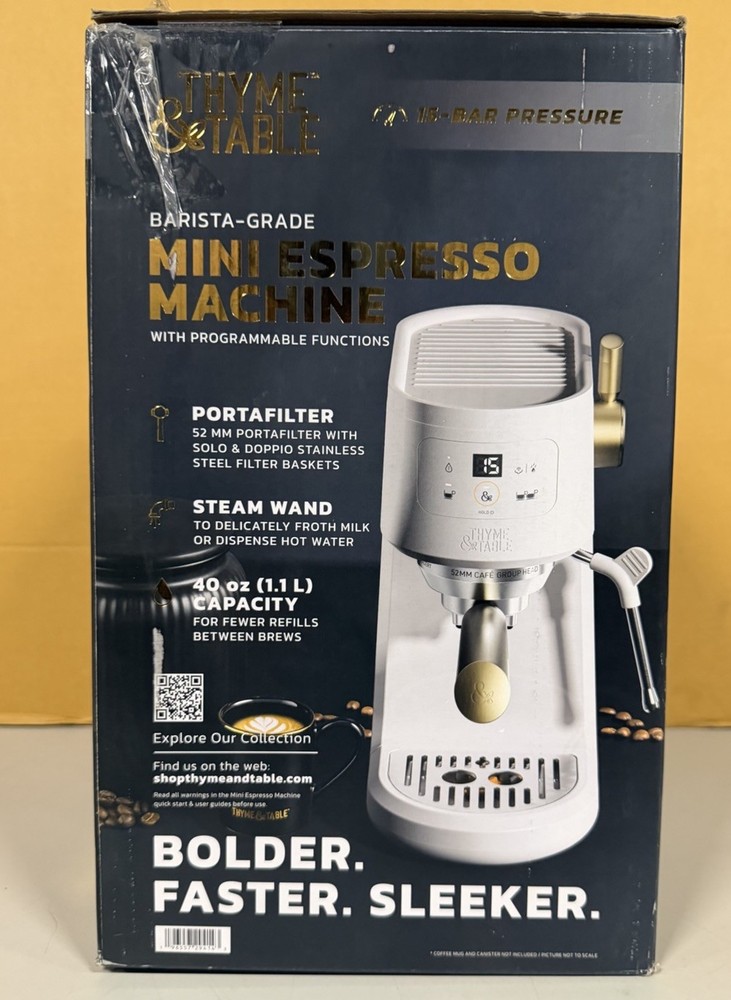 Thyme & Table Mini Espresso Machine Barista Grade Sand White-Missing Water Tank