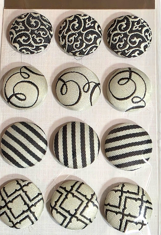 Gartner Studios BRIDES Self-Adhesive Black Fabric-Covered BUTTONS - 18 ct