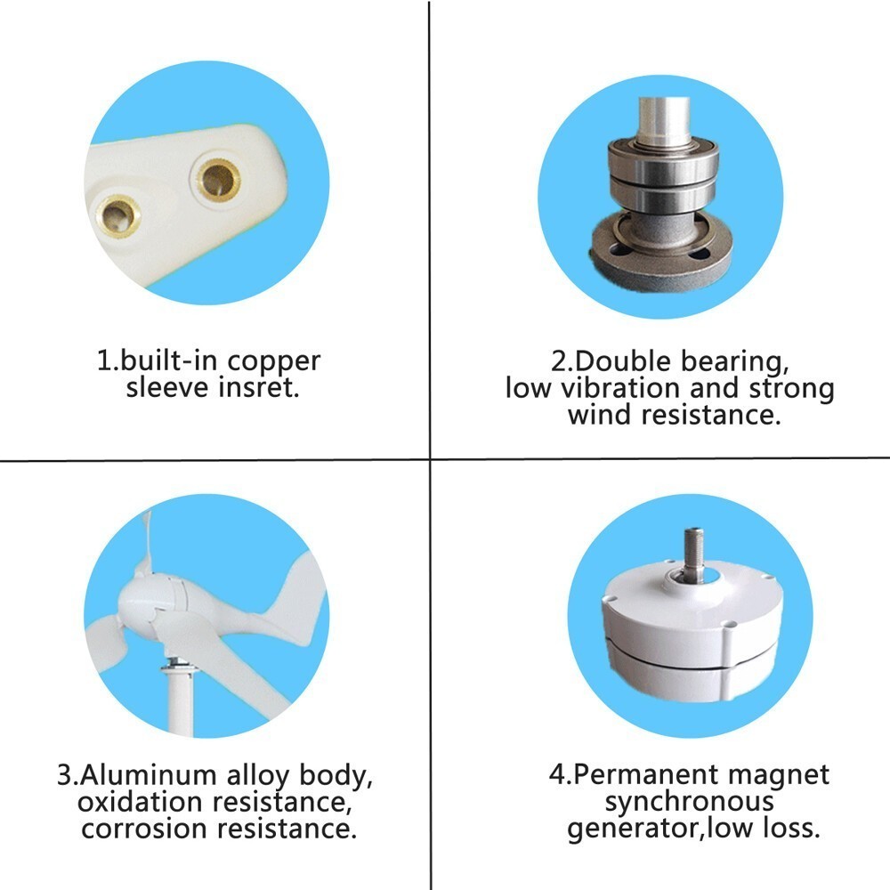[2 Sets] 3000W 48V Wind Turbine Windgenerator & MPPT Charge Controller Windmill
