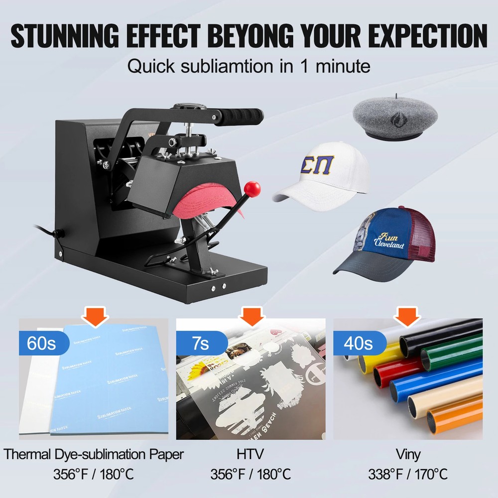 Hat Heat Press 4 in1 Clamshell Transfer LCD Digital Timer Temperature Control