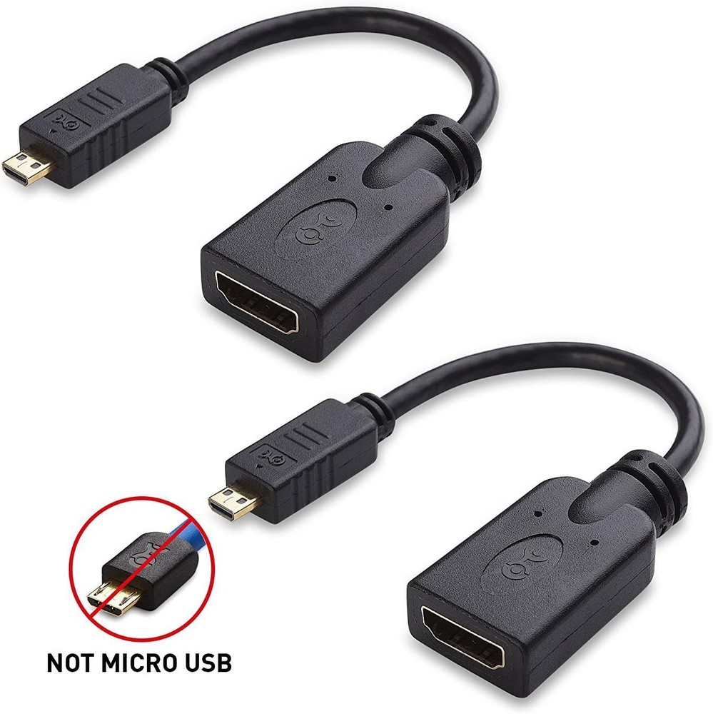 Micro HDMI to HDMI Adapter 2-Pack 6 Inches for Raspberry Pi
