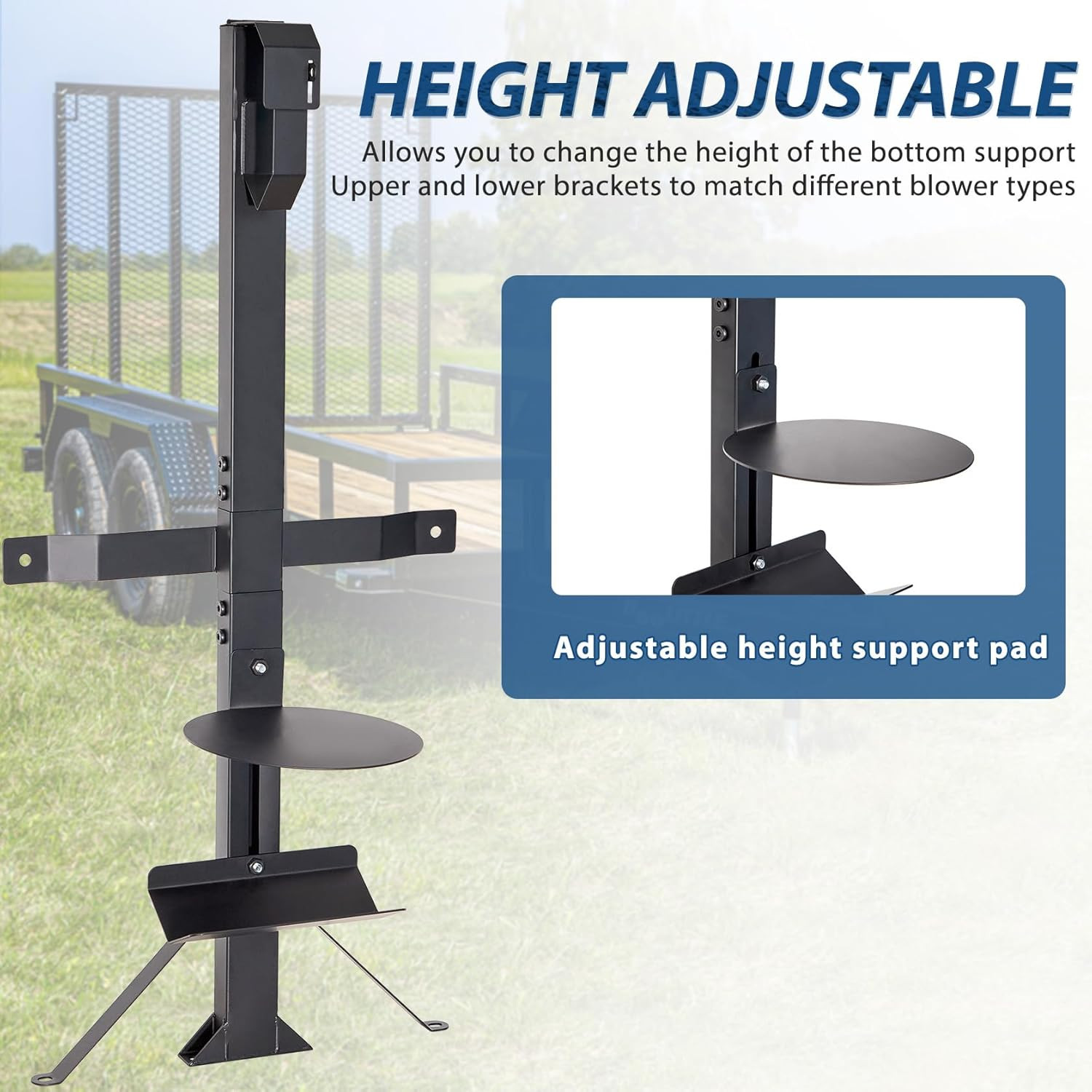 Heavy Duty Adjustable Backpack Blower Rack for Trailers, Steel Leaf Backpack Blo