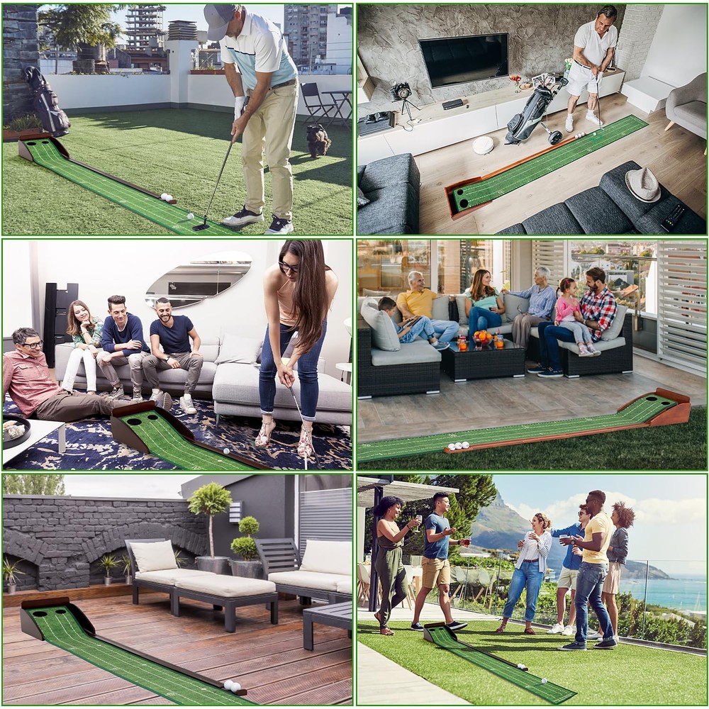Golf Putting Mat, Portable Indoor Putting Green, Includes Putting Practice Ba...