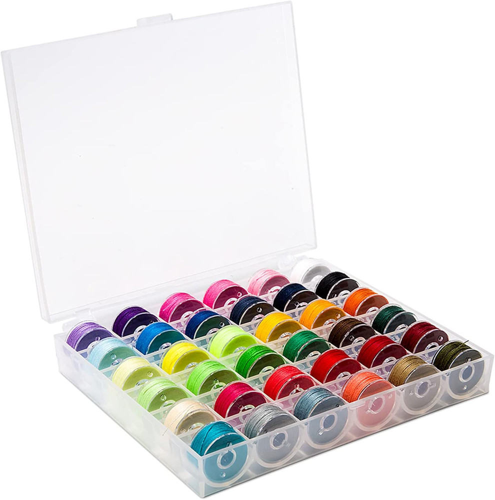 36Pcs Bobbins and Sewing Threads with Bobbin Case for Multiple Sewing Machine, P