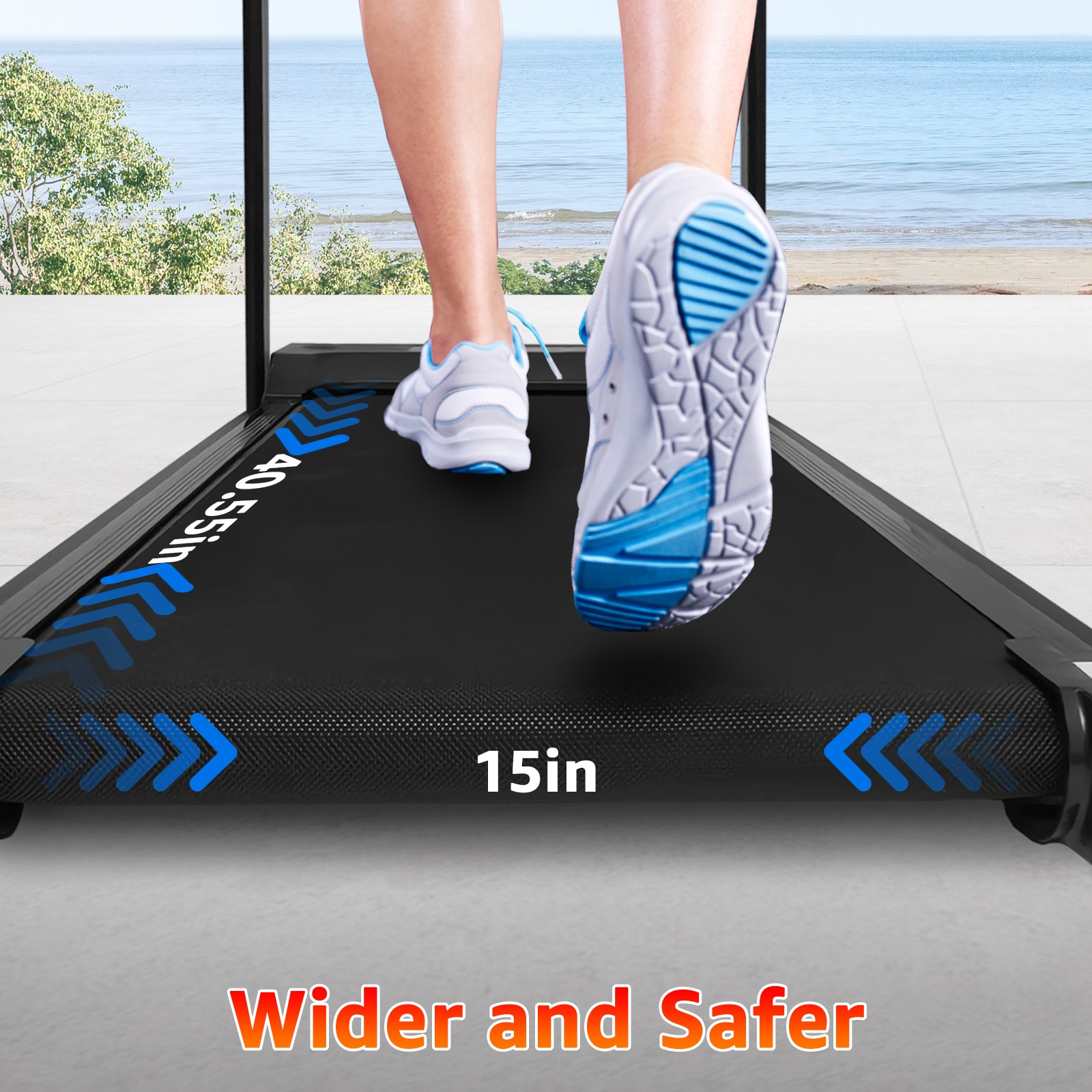 ‌Space-Saving 3HP Folding Treadmill - Shock Absorbing & Extra Wide Running Belt‌