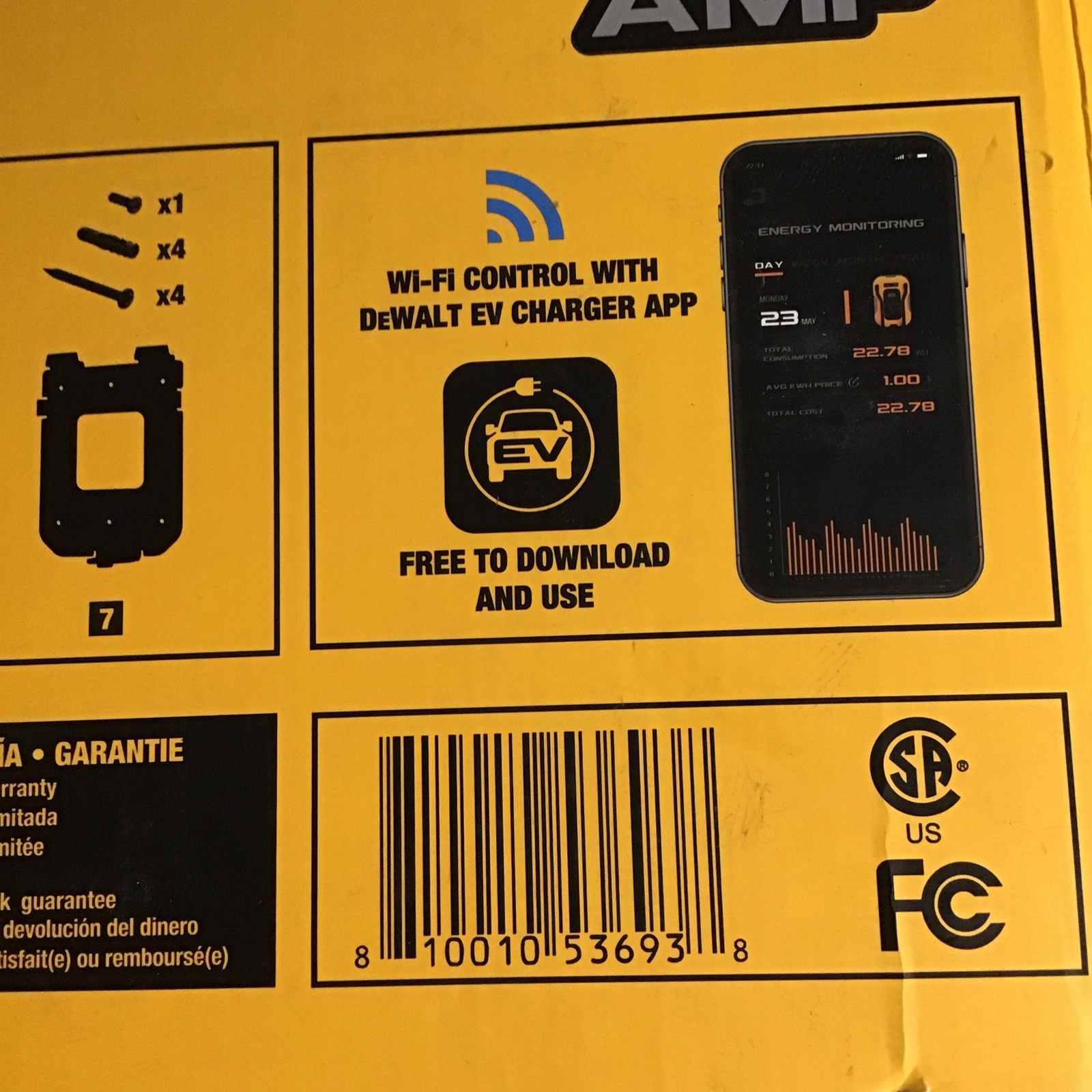 DEWALT Level-2 Wall Mounted Electric Vehicle EV Charger 48 Amps Dxpaev048 New