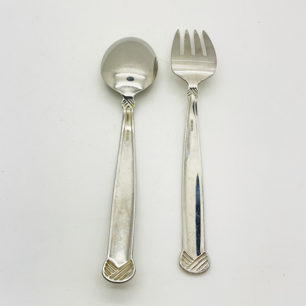 Oneida Rattan Stainless Serving Spoon And Serving Fork Replacement
