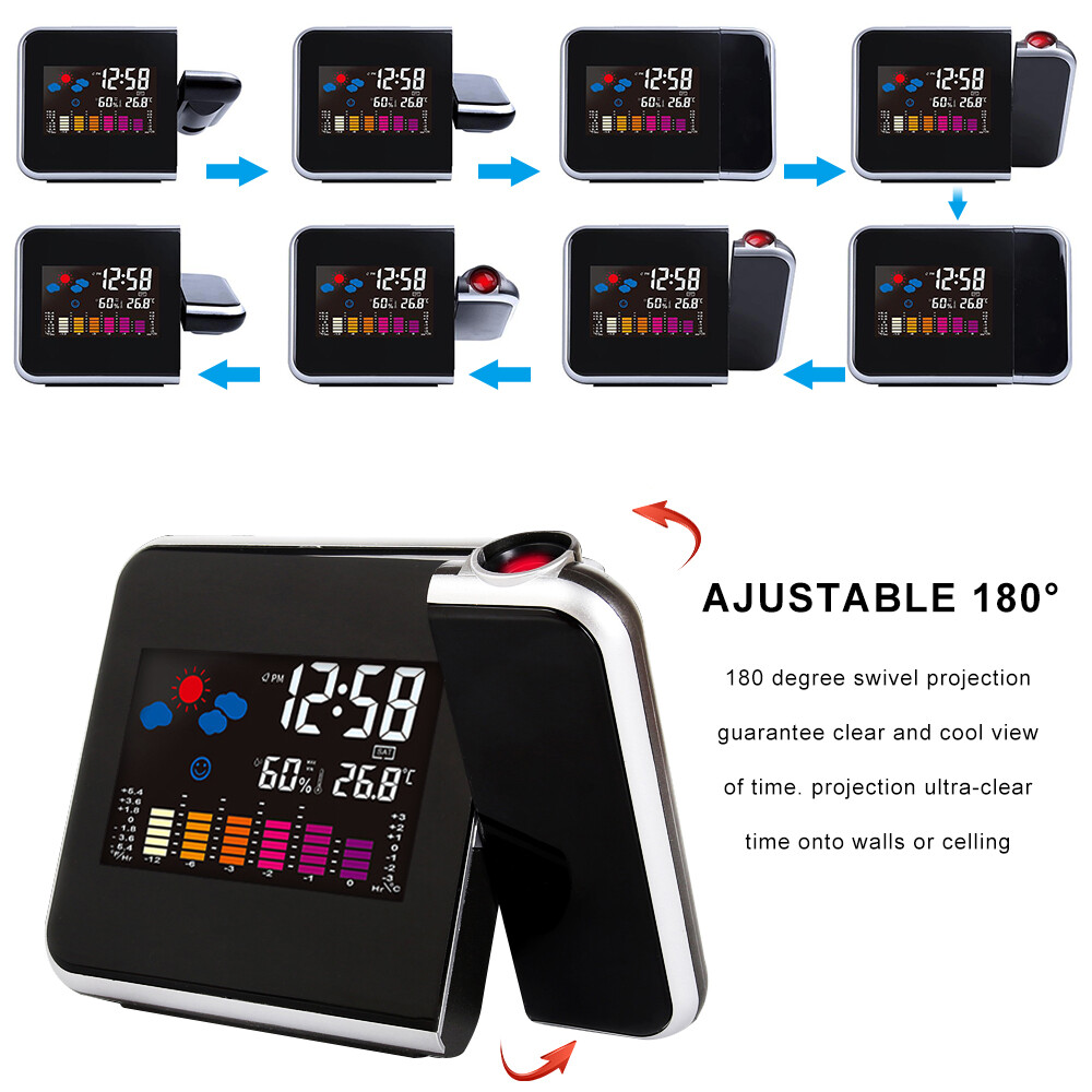 Projection Alarm Clock Weather Station Thermometer Temperature Humidity Monitor
