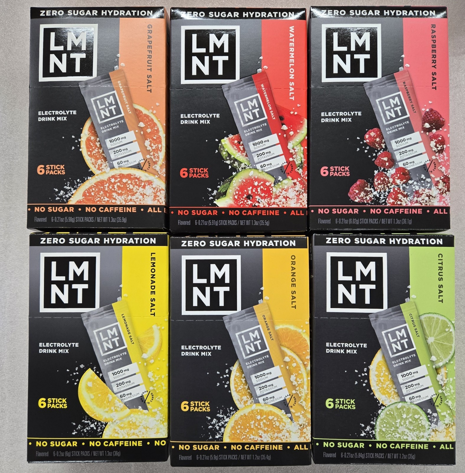 LMNT Zero-Sugar Electrolytes Drink Variety 36 Pack 6 Flavors Non-Caffeinated