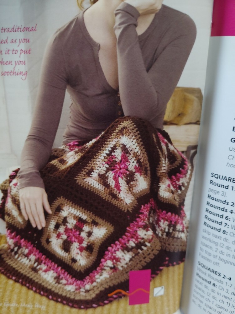 Crochet Blanket Throws Afghans Pattern Leaflet One Square Many Ways Red Heart