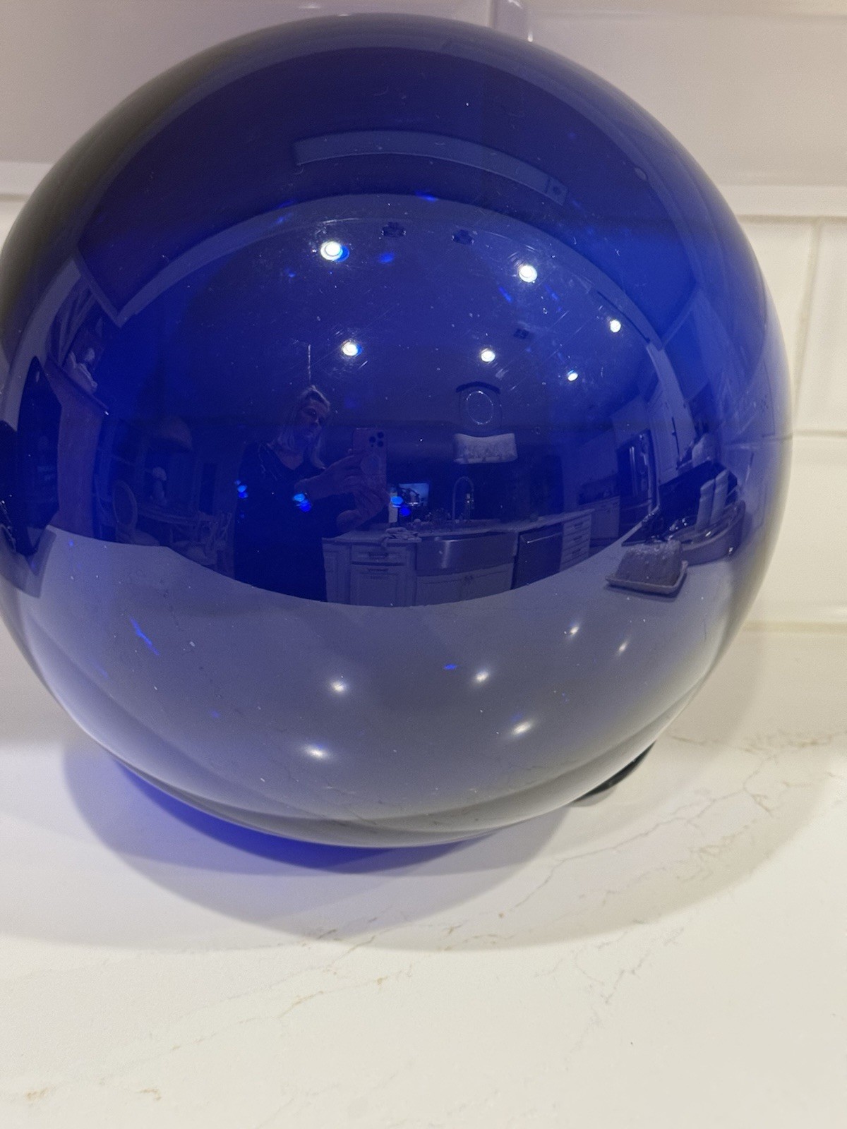 Glass Fishing Float Buoy Ball. Cobalt Blue 12" Diameter. Circumference 37”