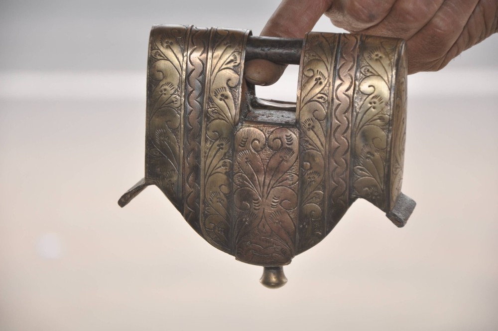 Vintage Iron Solid Big Handcrafted Brass Fitted Fine Quality Tricky Padlock