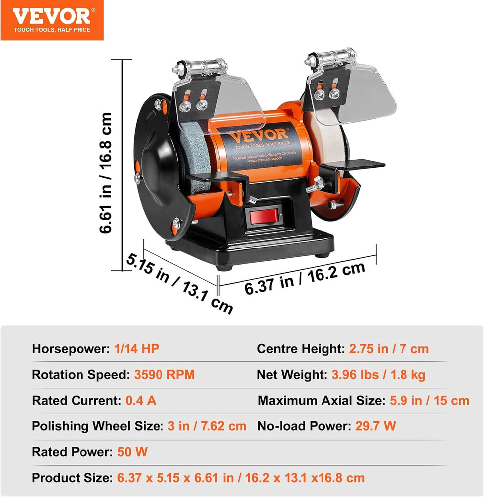 Bench Buffer Polisher, Bench Buffer Grinder Polishing & Buffing Machine for Meta