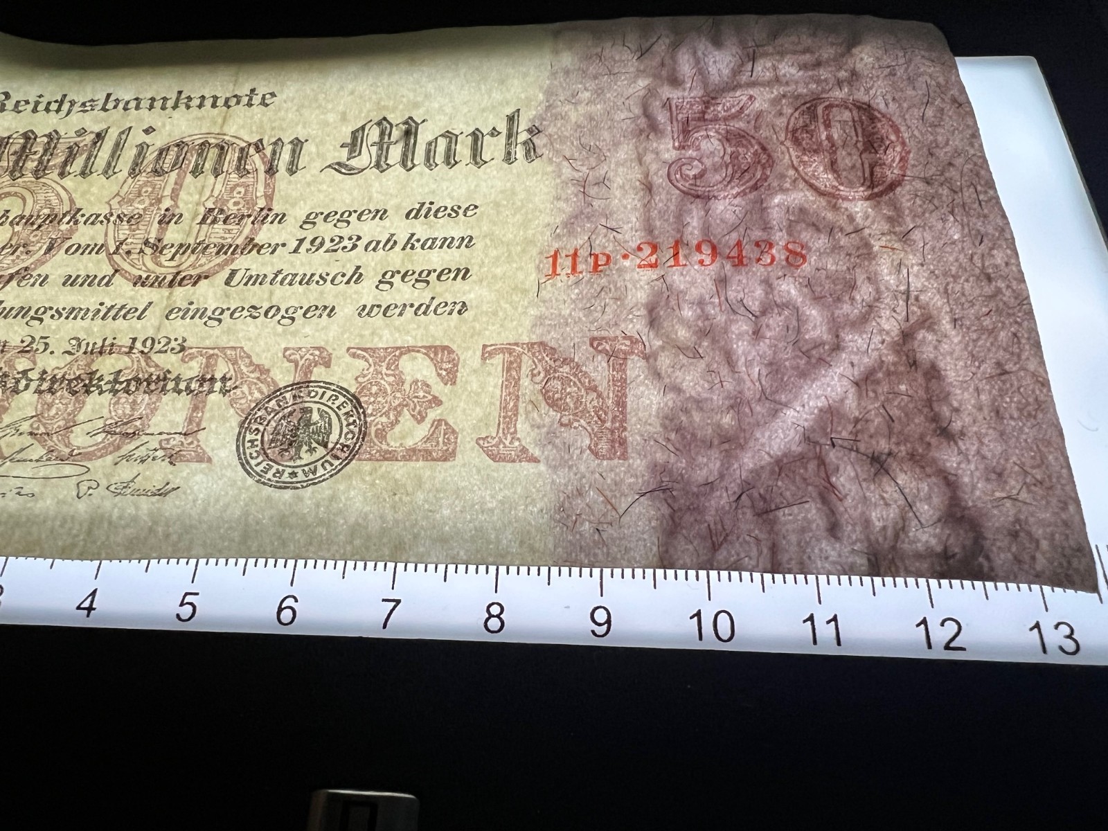 1923 German 50 Million Mark Banknote Post WW1 World Paper Money Hyperinflation