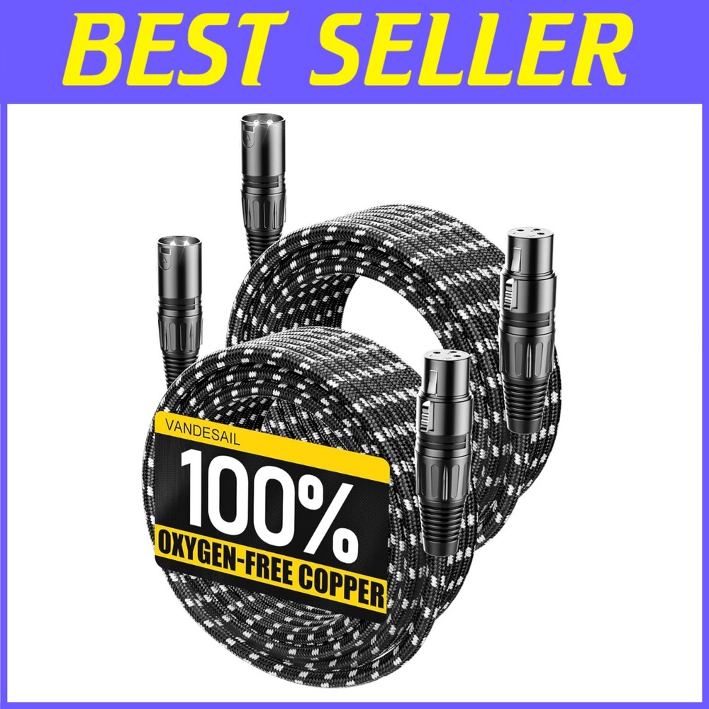 25ft XLR Cables 2 Pack - Nylon Braided Mic Cord Set