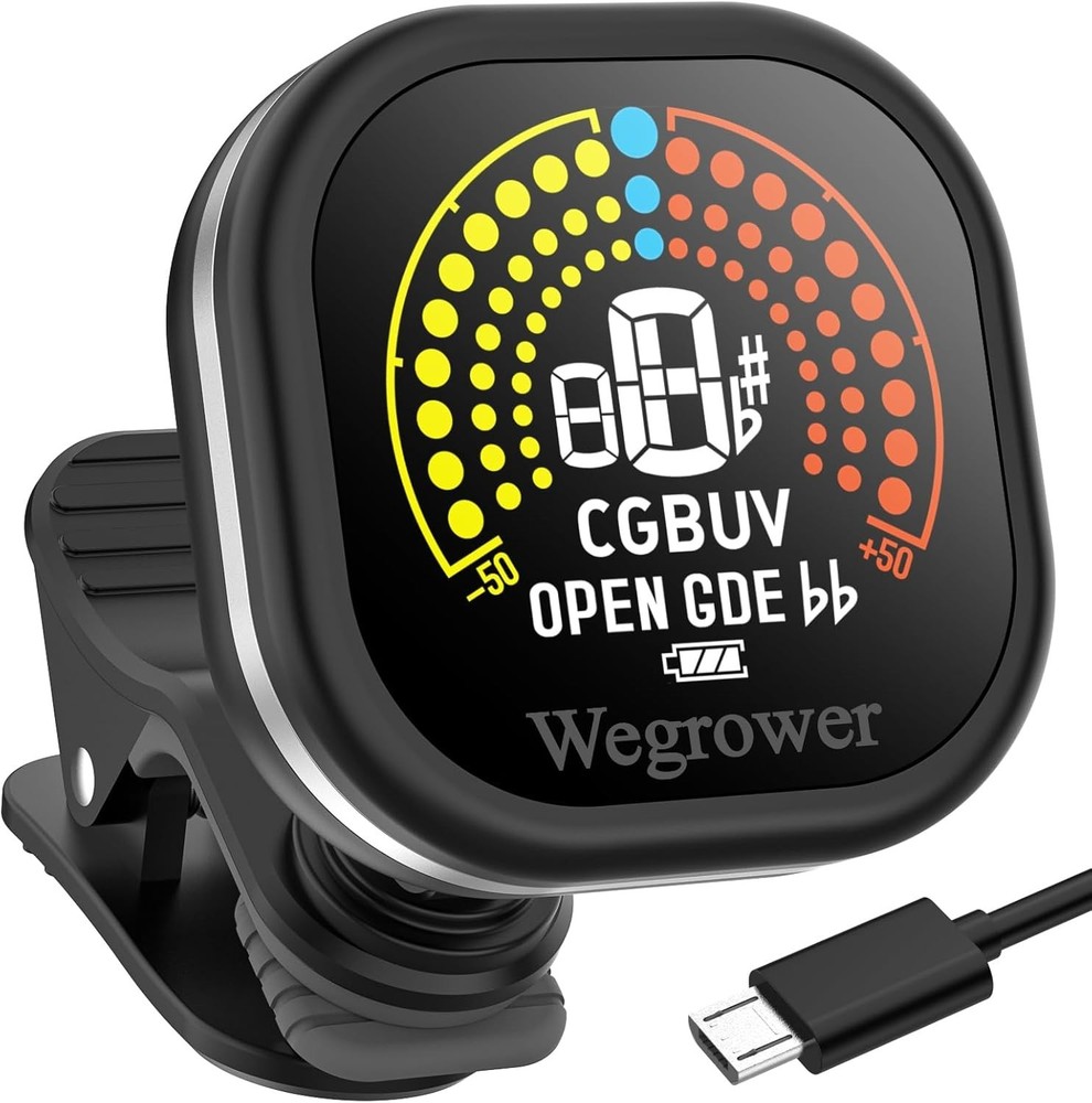 Versatile LCD Color Guitar Tuner - Rechargeable, Compact, Multi-Instrument Use