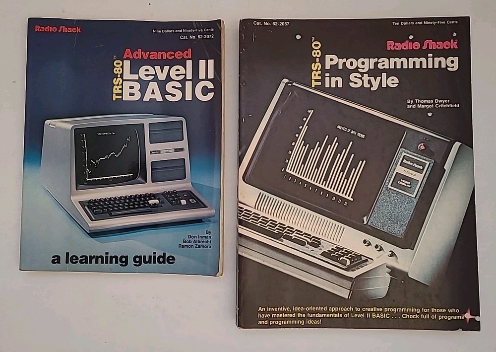 TRS-80 Advanced Level II Basic & Programming in Style - (2) Radio Shack Books PB